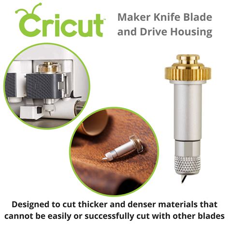 Cricut Maker Knife Blade with Drive Housing; Premium stainless steel blade cuts fabric and delicate materials – no backing required; For Cricut Maker® only; Make quilts, bags, accessories, decor, stuffed animals, and more; Choose from hundreds of sewing patterns in the Cricut Library